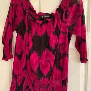 INC Berry Mauve three quarter length shirt w/black pattern size M